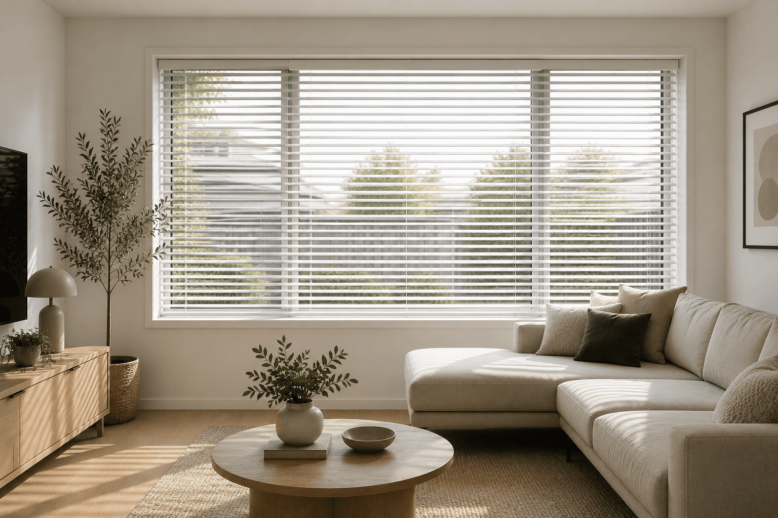 Custom Venetian blinds installed in a Melbourne kitchen